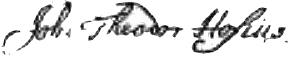 Joh.Theodor Hofius' signature, 1765.